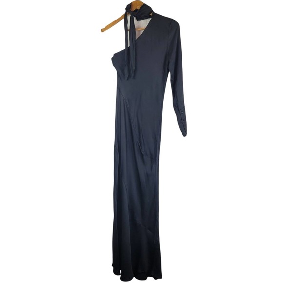 Young fabulous and broke NWT Febe Black One Shoulder Satin Maxi Dress SZ Small - Picture 11 of 11